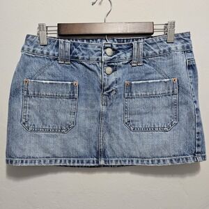 American Eagle Y2K Denim Mini Skirt Womens Size 8 Low Rise Barbie Preppy Mall